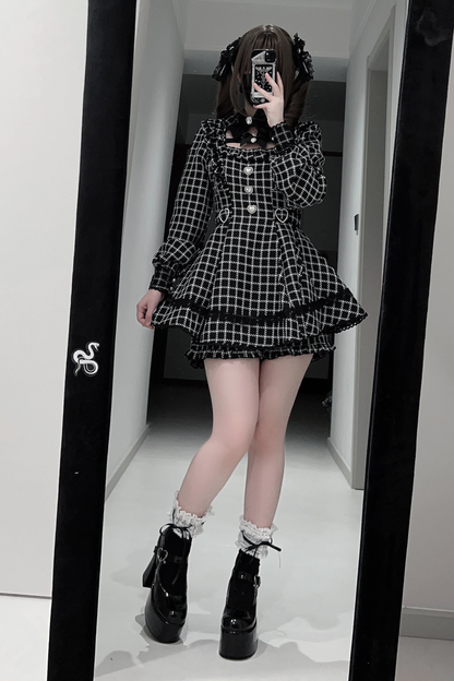 Plaid Dark Jirai Dress + Shorts