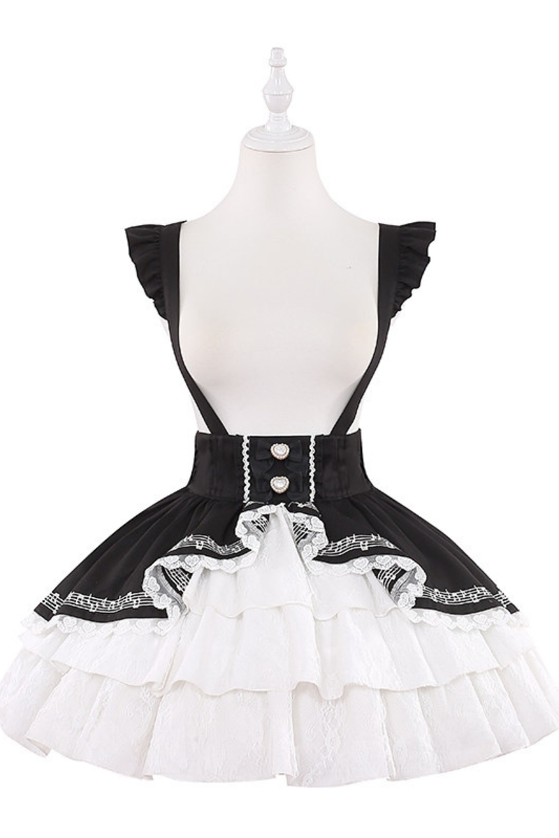 Lace Shirt + Tiered Bib Skirt