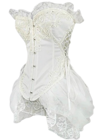 Fairy Lace Embroidery Lace-up Bustier Tulle Dress Set