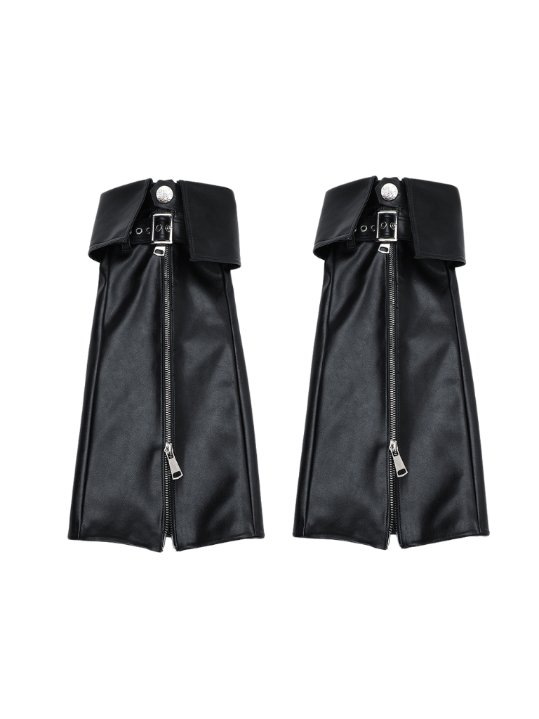 Punk Platform Muffin Shoes + Flap Leather Zip Leg Cover Set