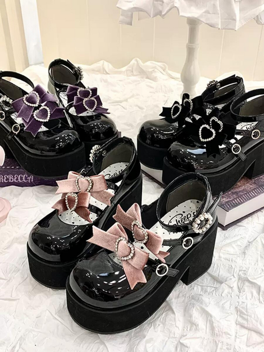 Sweet Ribbon Three-ball Platform Shoes