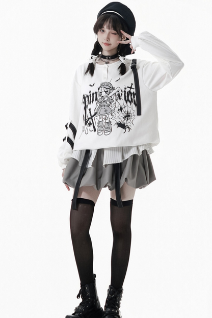 Dark Graffiti Sweatshirt + Skirt