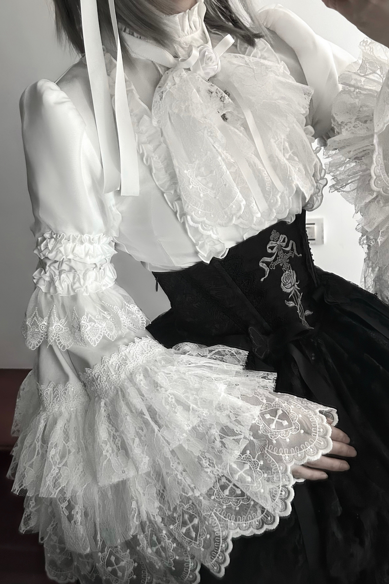 [pre-order Deadline: March 18] Dark Gothic Lolita Skirt + Shirt + Headband + Hat + Sleeve