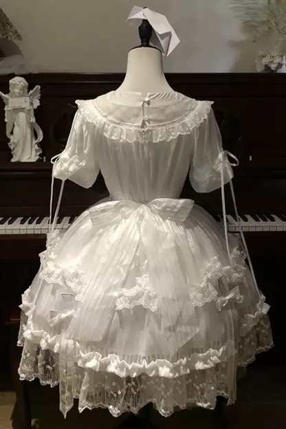 [pre-order] Pure White Gothic Tulle Dress + Nurse Hat