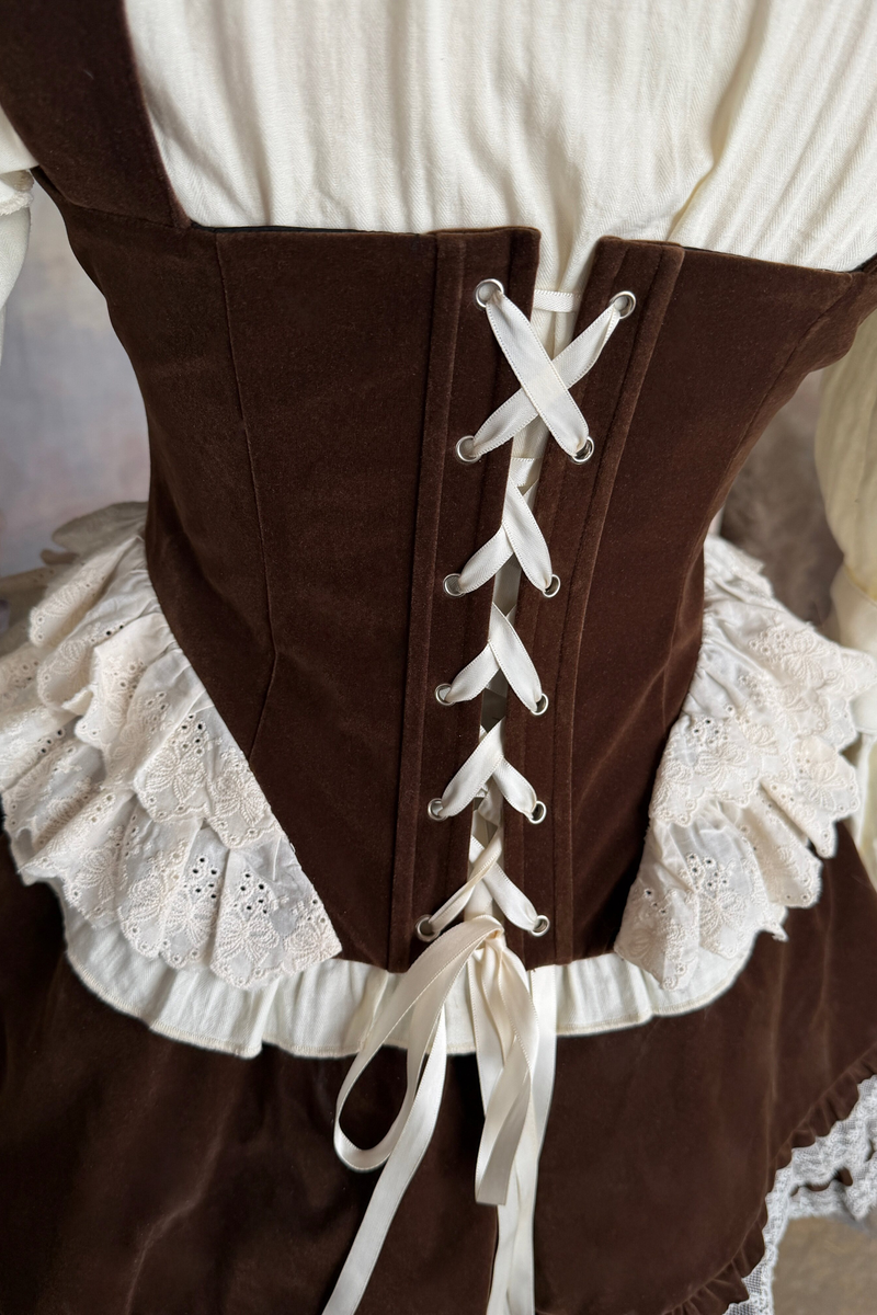 Bone Print Velvet Corset Vest