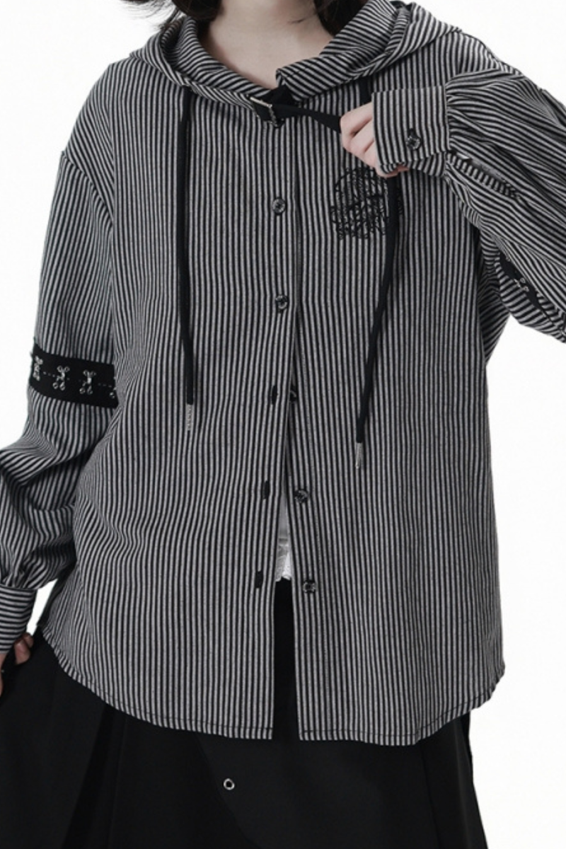 Striped Hooded Top + Long Skirt