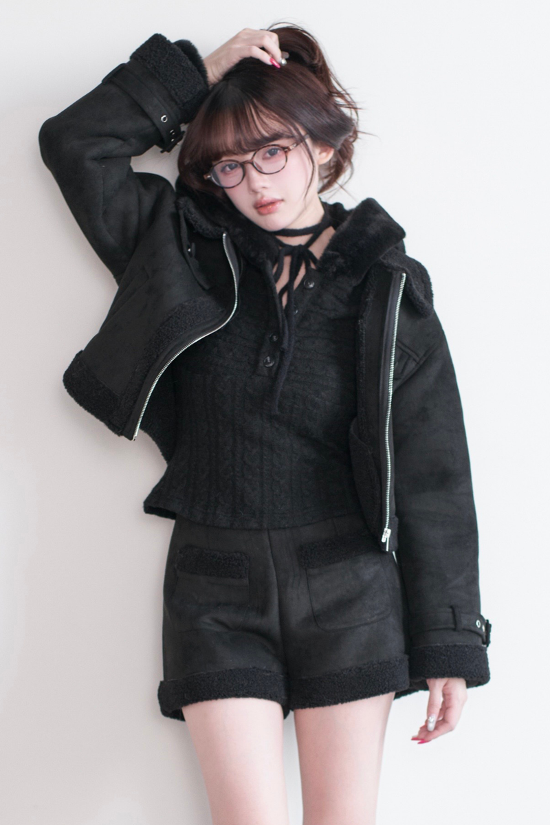 Fur Short Coat + Shorts