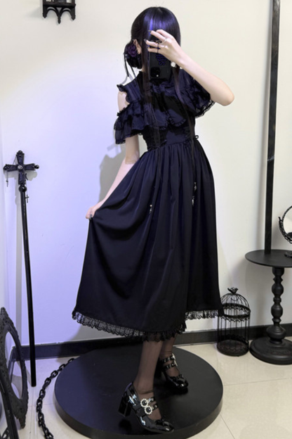 Dark Style Off Shoulder Lace Dress