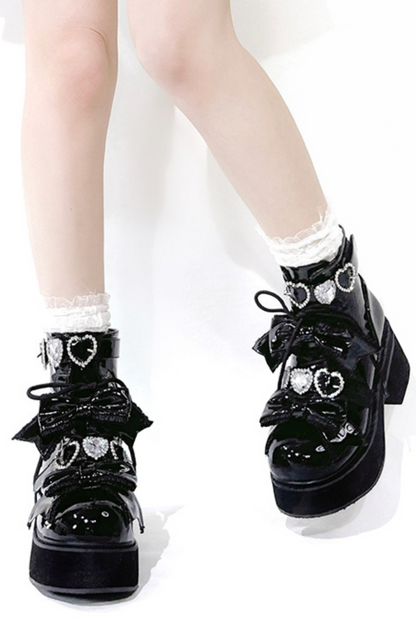 Love Stone Heart Ankle Boots