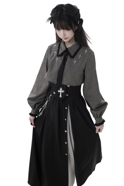 Cross Carol Dark Shirt + Corset + Skirt