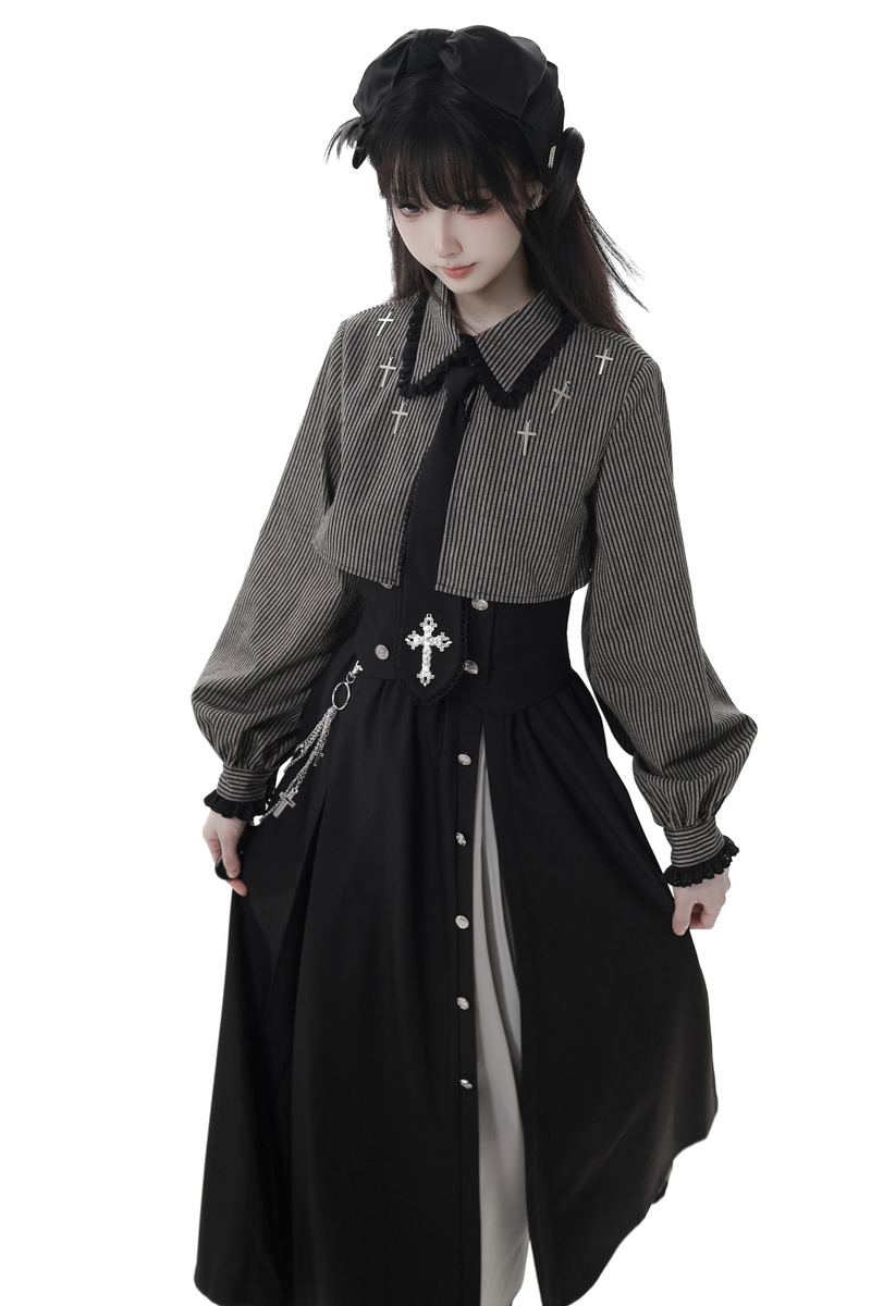 Cross Carol Dark Shirt + Corset + Skirt