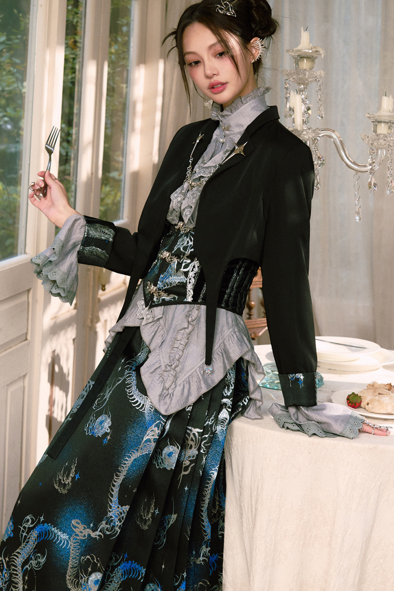 Chinese-style Shirt + Jacket + Long Skirt