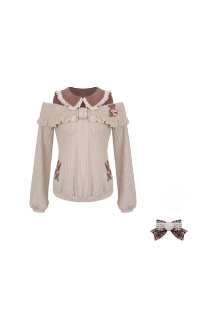 Light Brown Knit Top + Tiered Skirt