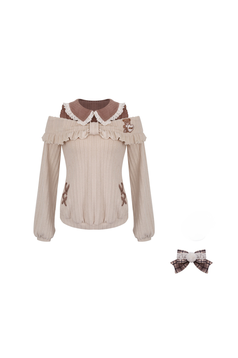 Light Brown Knit Top + Tiered Skirt