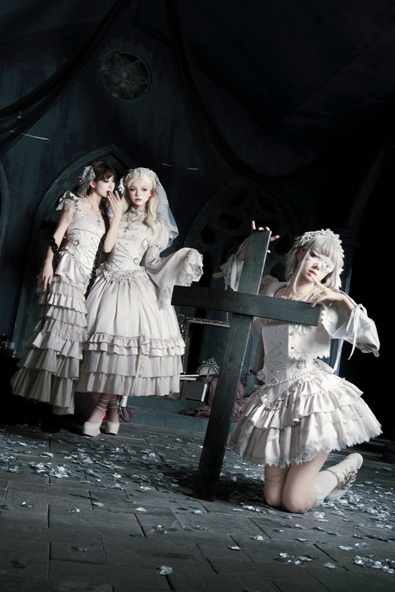 Gothic Lolita Skirt + Corset + Veil + Necklace + Waist Chain