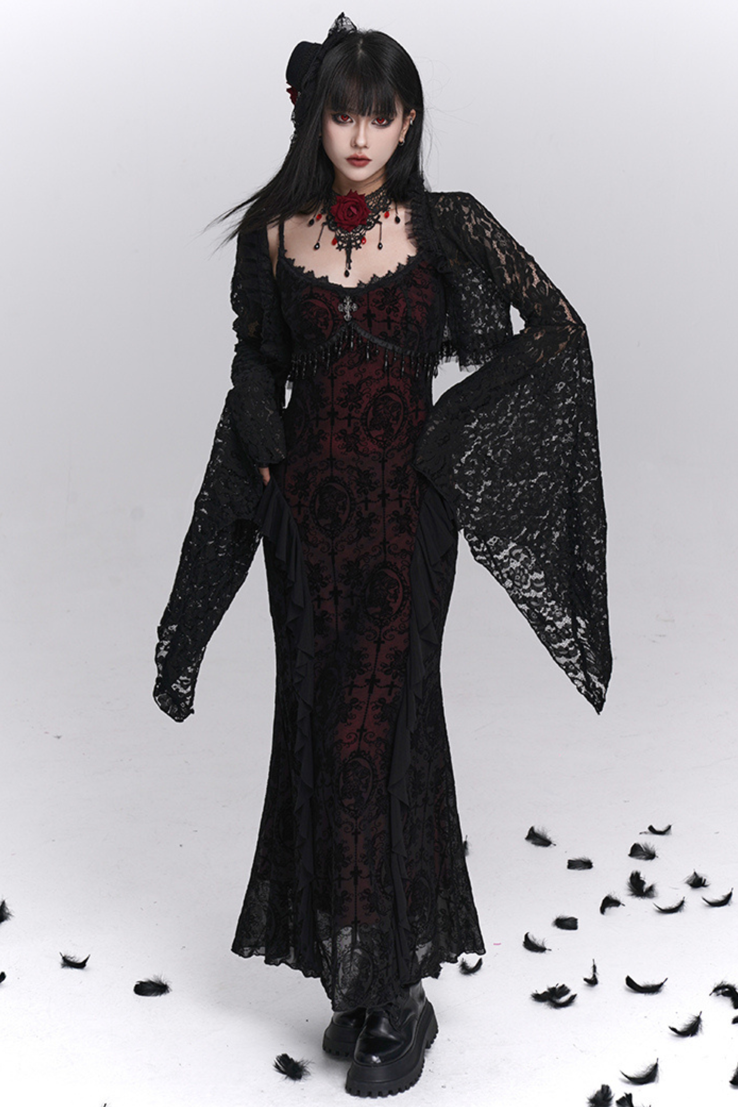 Gothic Camisole Dress + Sheer Top