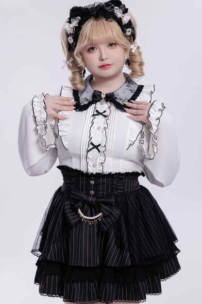 Sweet Ruffled Puff Long Sleeve Blouse