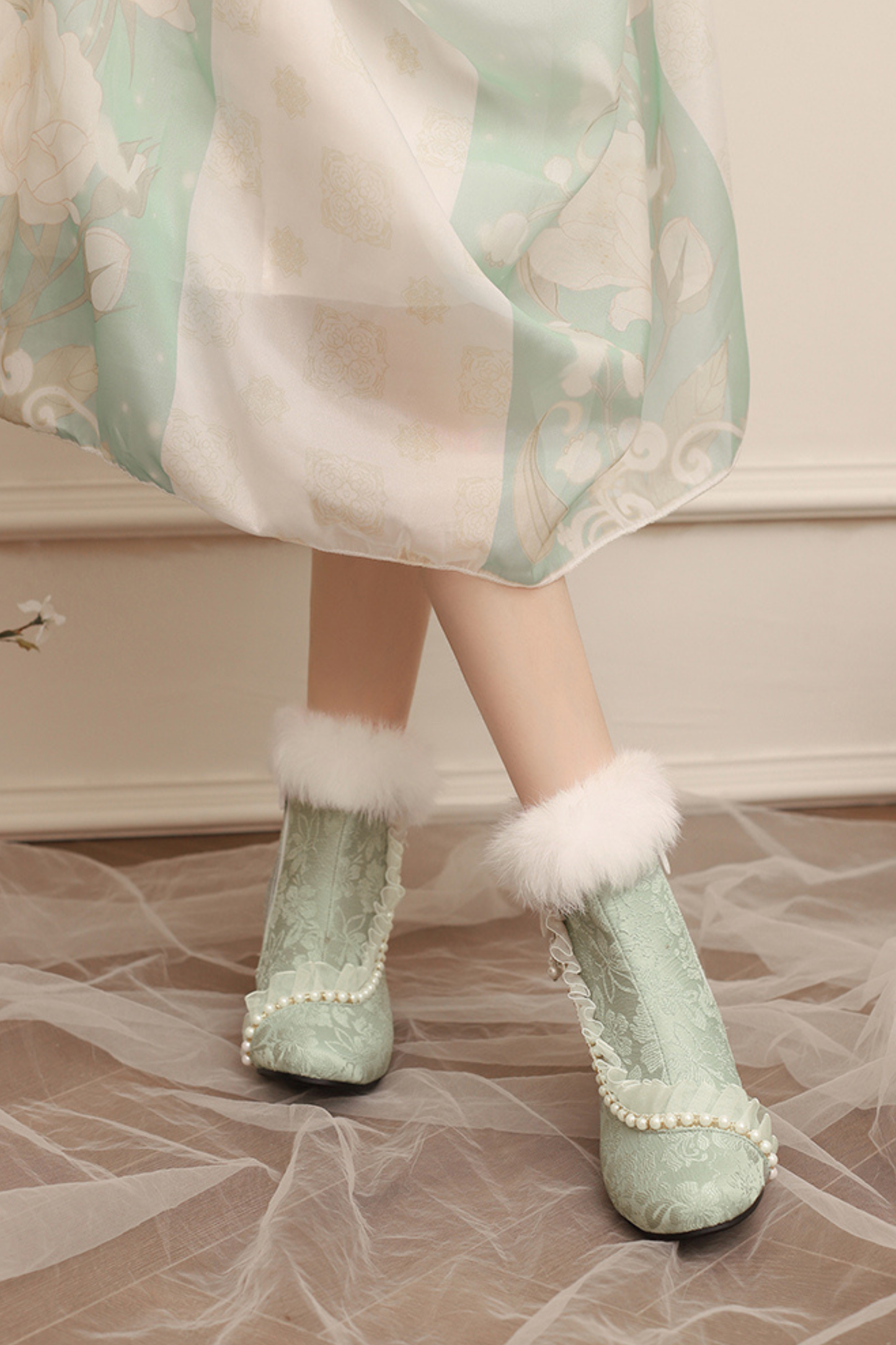 Lace Fur Short Boots