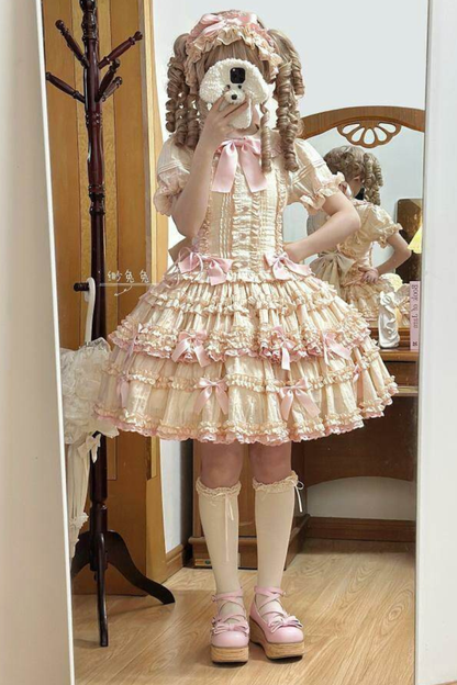 Pure Girl Ribbon Lolita Skirt + Innerwear + Vest + Hair Band + Sleeve