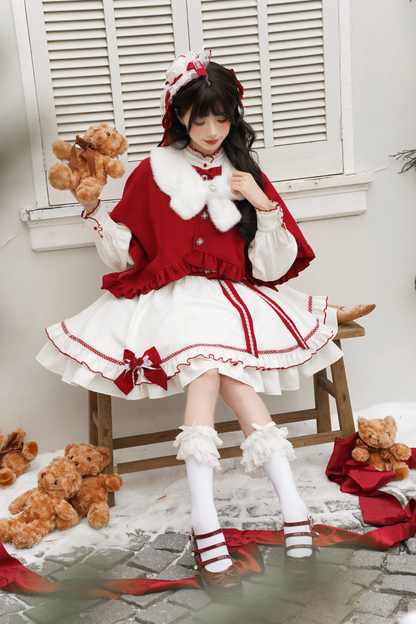 Red Wish Ribbon Dress + Cape