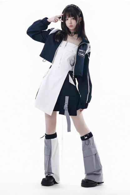 Subculture Cargo Short Coat + Jumper Skirt + Skirt + Leg Warmers