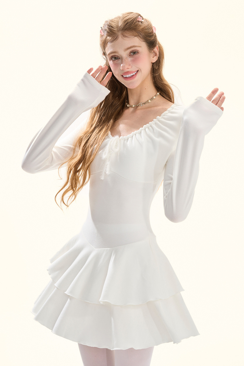 Shirred Drape Pure Dress