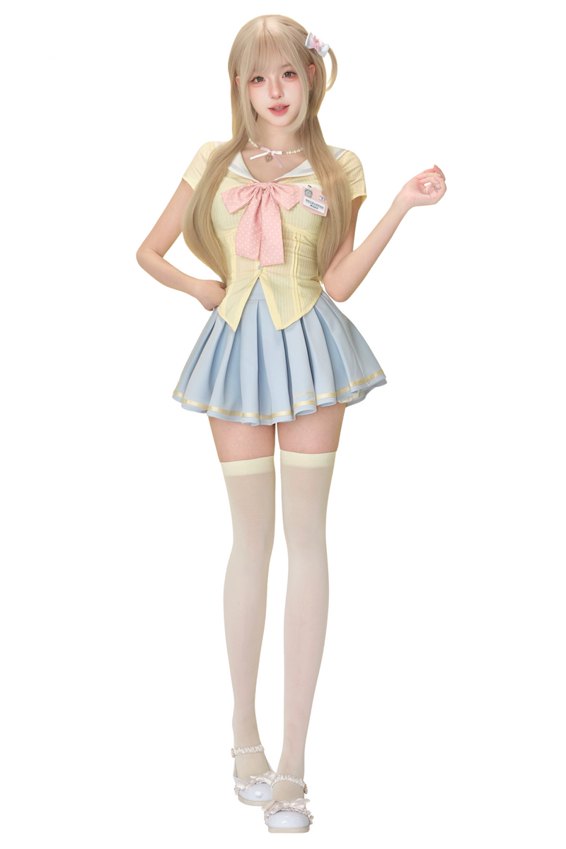 Academy Ribbon Top + Pleated Skirt