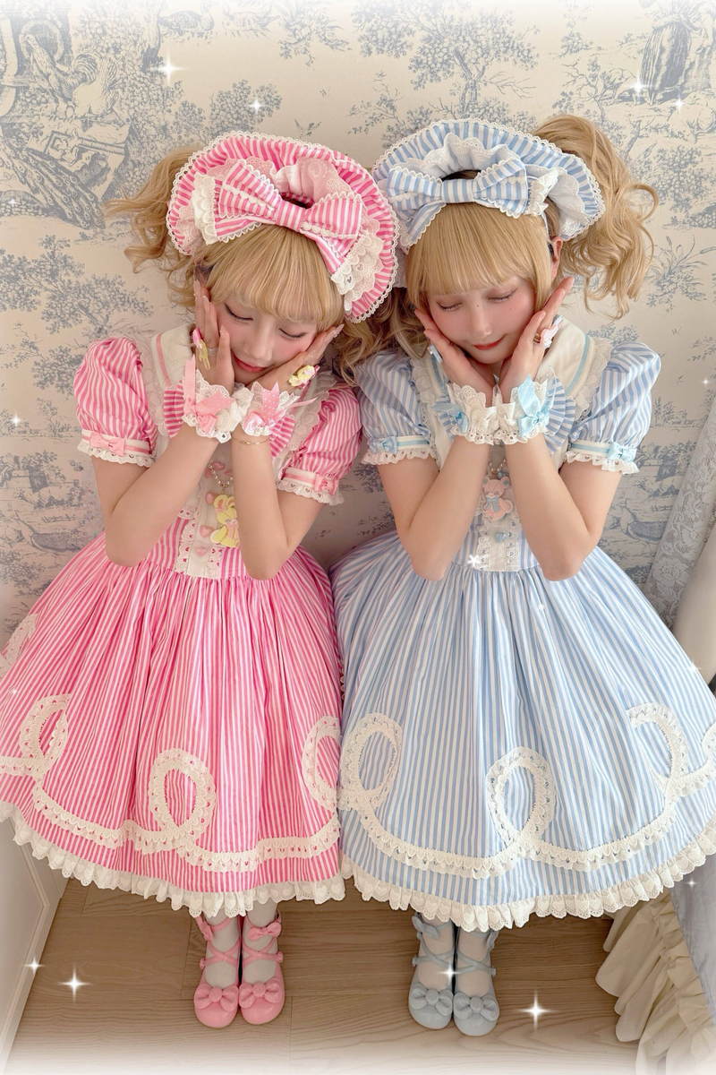 [pre-order] Retro Doll-like Lolita Dress + Hair Band + Clip + Bonnet + Hat