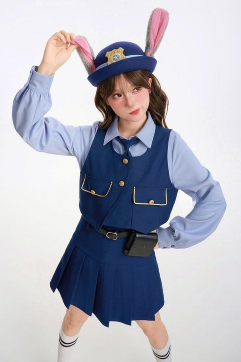 Bunny Police Shirt + Skirt + Vest