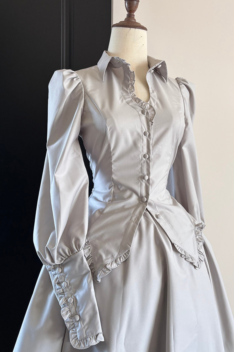 Gothic Puff Shoulder Blouse + Skirt