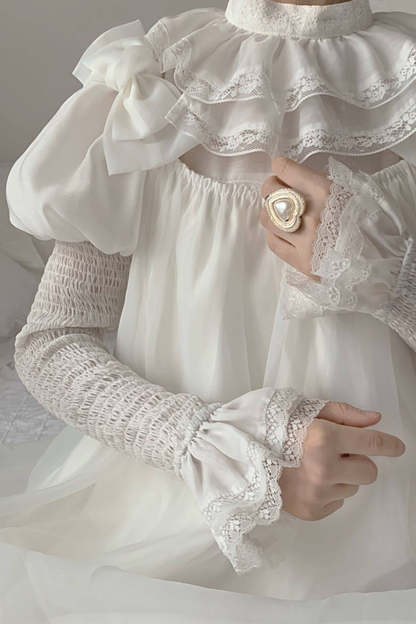 Silk Cotton Ruffle Collar Blouse + Sleeves
