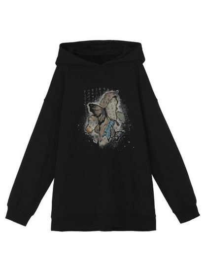 Chinese-style Butterfly Cropped Sweatshirt + Zip Design Hoodie Dress + Black Hoodie [pre-order]