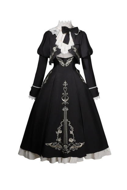[pre-order] Gothic Dark Suspender Long Dress + Shirt + Jacket