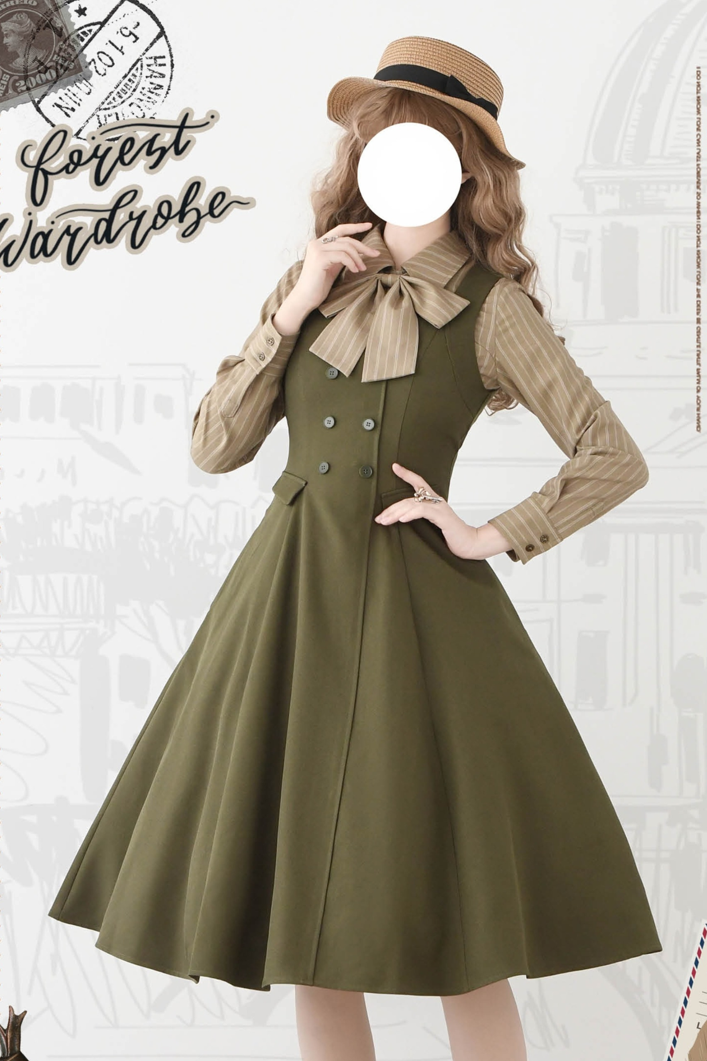 British Style Retro Sleeveless Dress