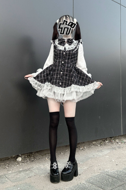 Lace Plaid Dress + Pants