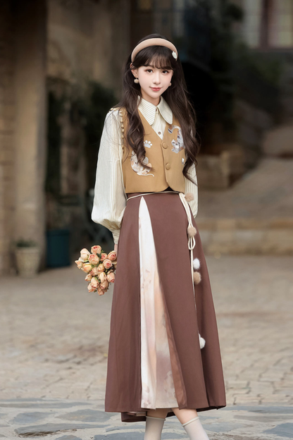 Retro Cat Vest + Top + Skirt