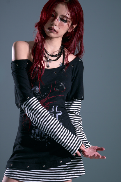 Border Punk Patchwork Dress