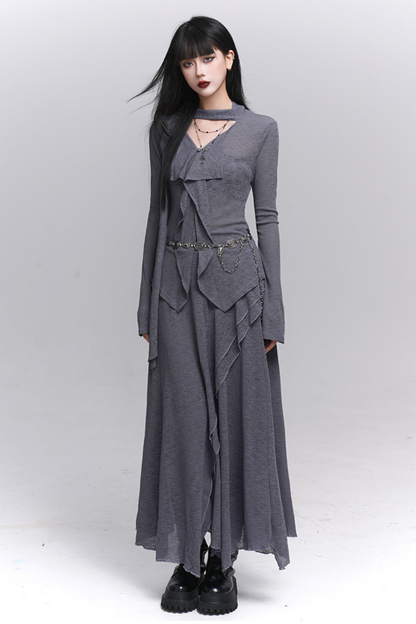 Dark Top + Long Skirt