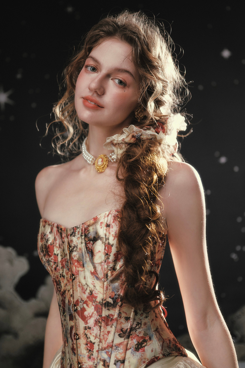 Antique Corset Top + Satin Flare Skirt