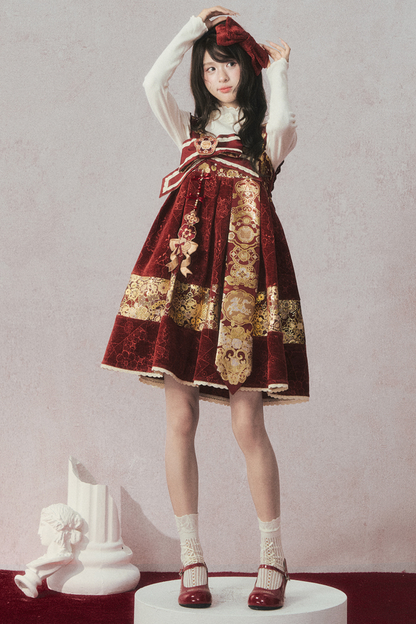 Velvet Dark Red Dress + Top + Jacket + Accessories