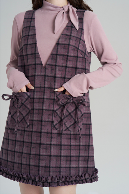 Purple Plaid Ruffle Dress + Top