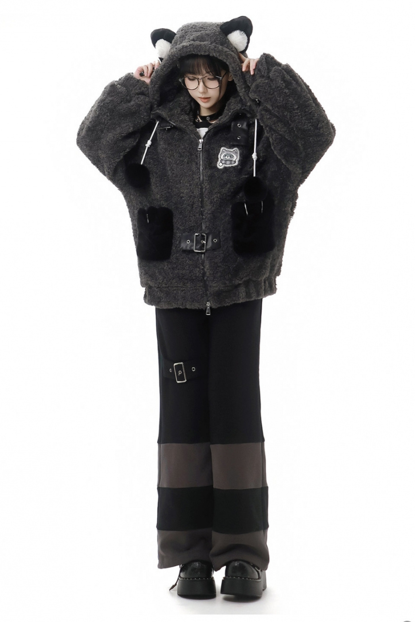 Raccoon Fur Jacket + Sweatshirt + Skirt + Pants + Leg Sleeve