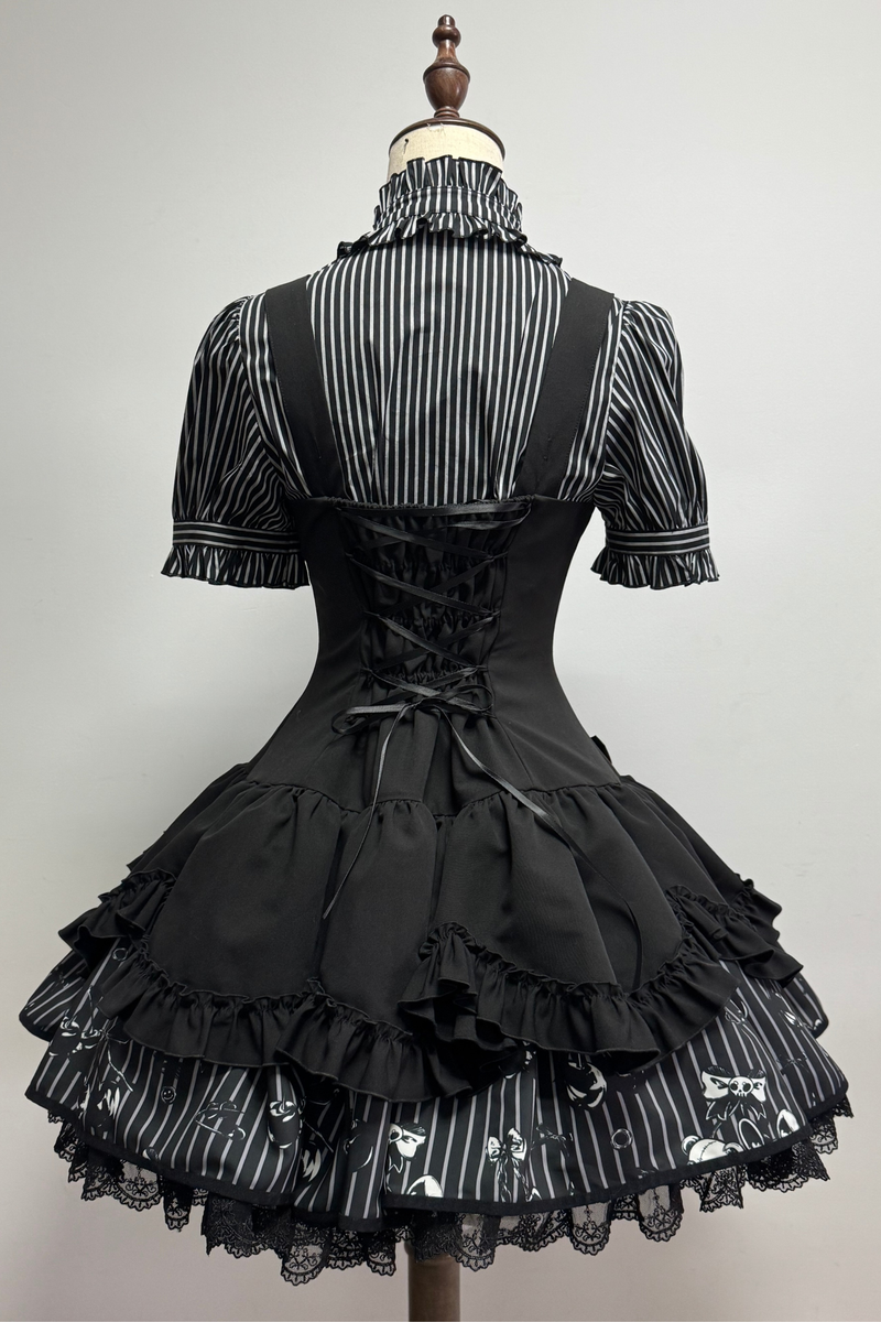 [pre-order Deadline: March 20] Rabbit Gothic Vampire Lolita Skirt + Striped Shirt + Hat