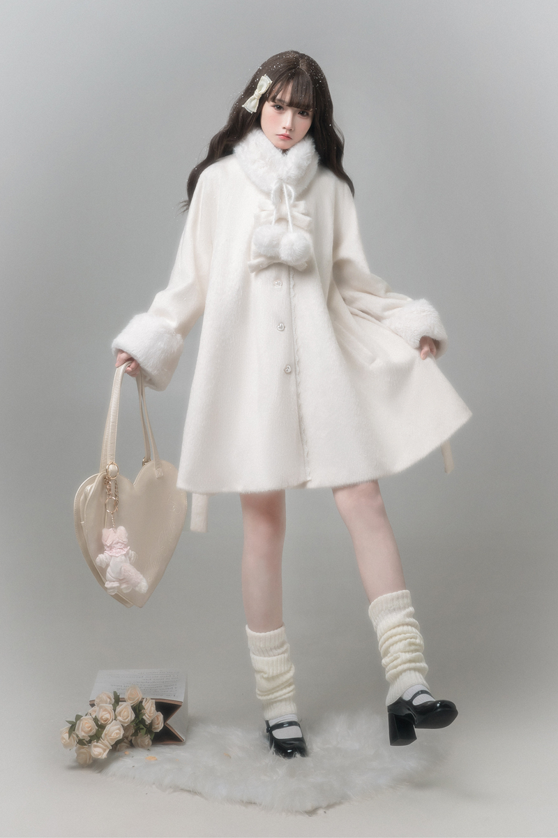 White Japanese Style Cape Coat