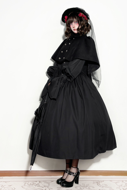 Gothic Lolita Cape + Shirt + Skirt + Ribbon + Bonnet