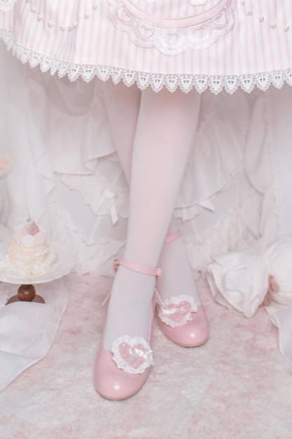 Retro Polka Dot Heart Lolita Sweet Shoes