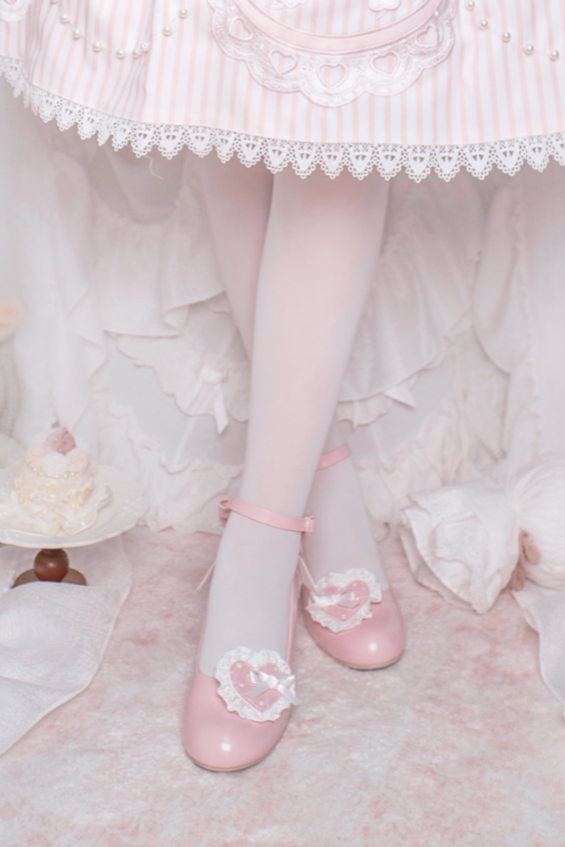 Retro Polka Dot Heart Lolita Sweet Shoes