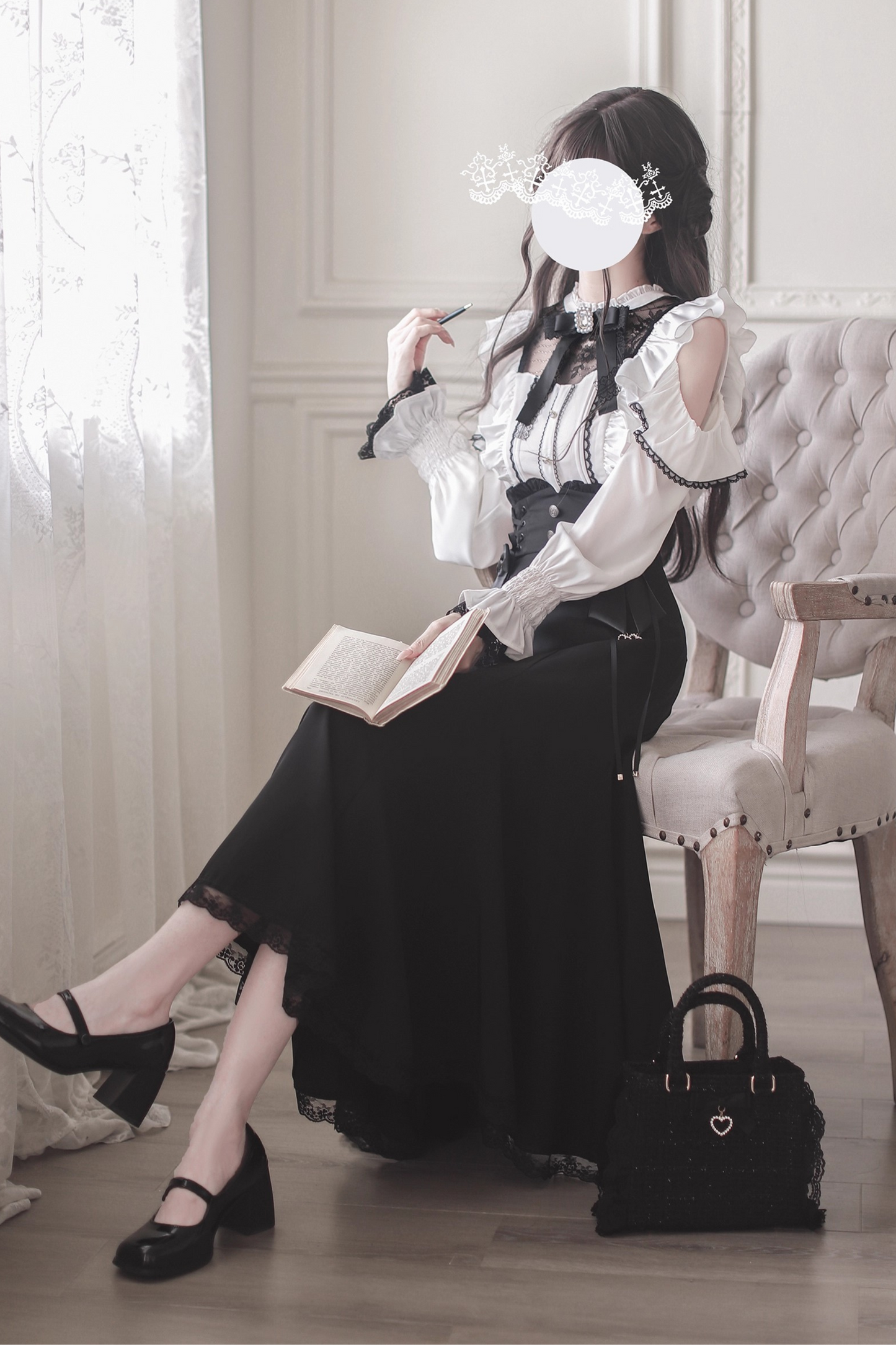 Ribbon Off-the-shoulder Shirt + Mermaid Skirt