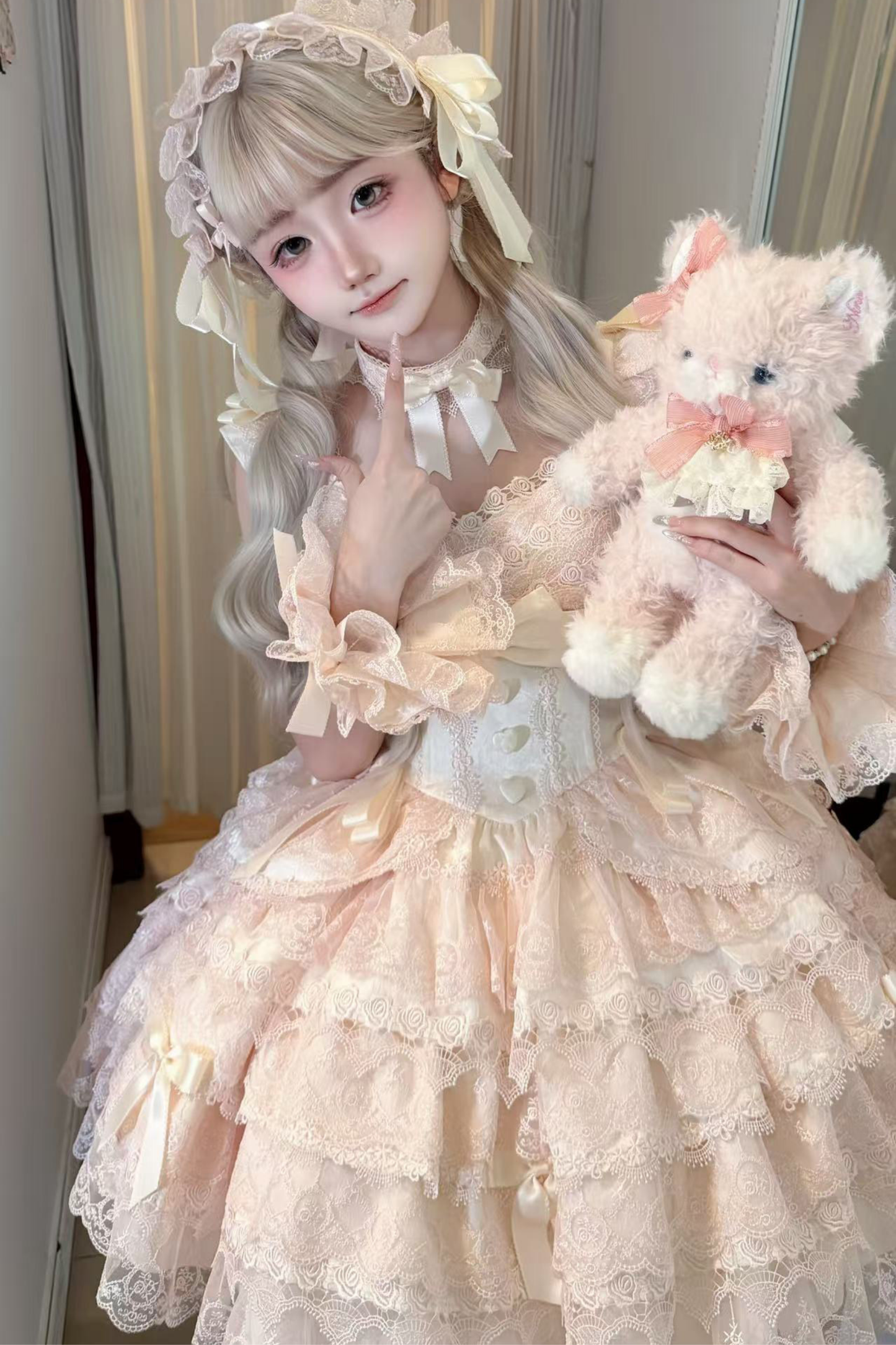 [pre-order] Princess Ballet Tiered Lolita Dress + Headband + Necklace + Sleeves + Tail