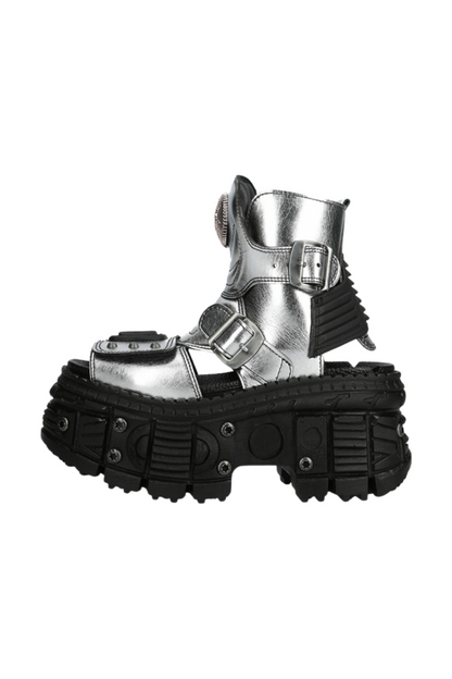 Silver Black Mode Dark Boots